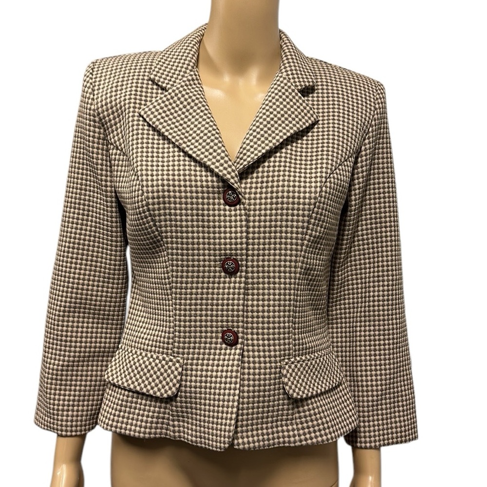 Vintage All That Jazz A Chorus Line Cream Brown 3 Button Blazer Jacket Womens 6